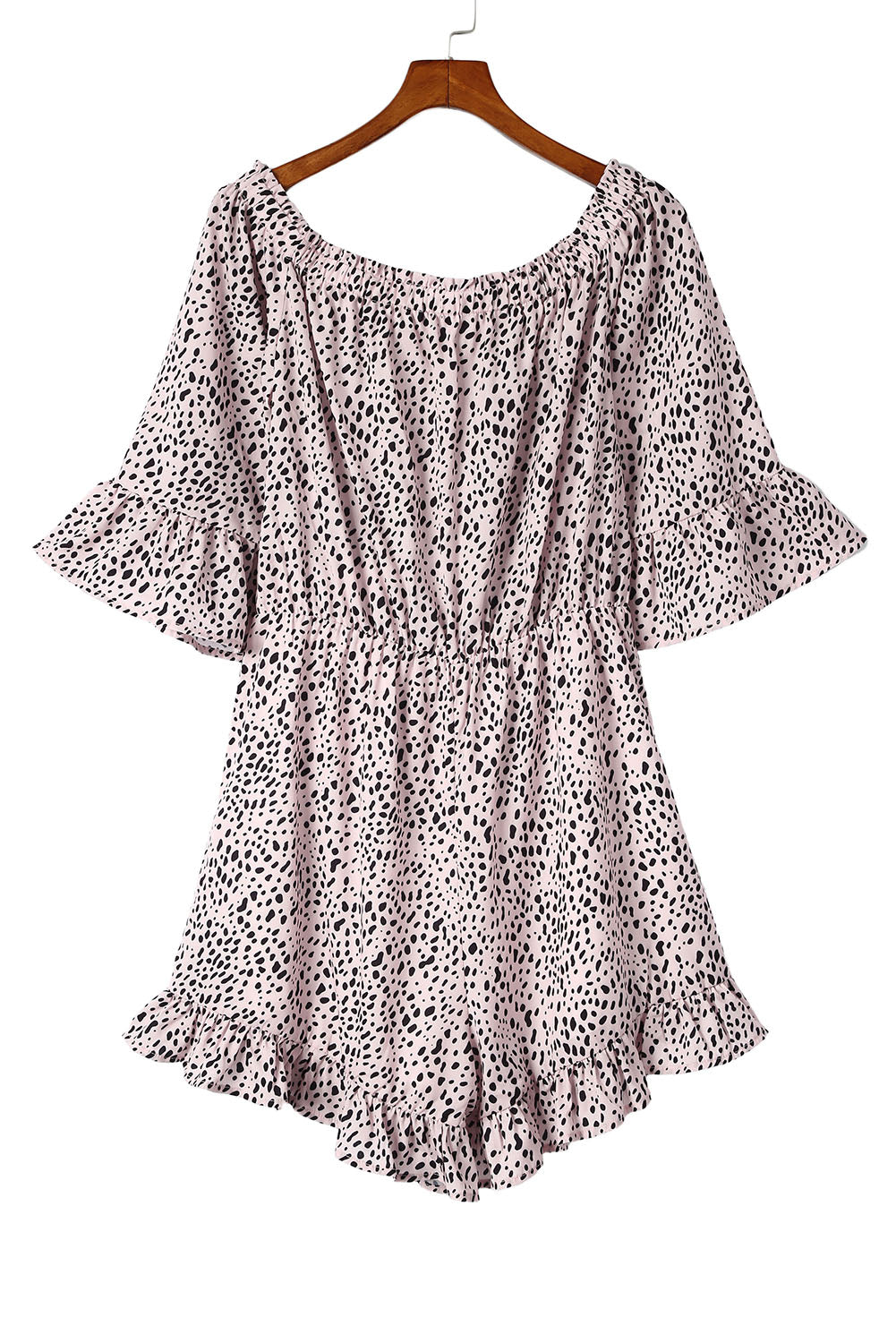 Cheetah Leopard Print Ruffle Off Shoulder Romper