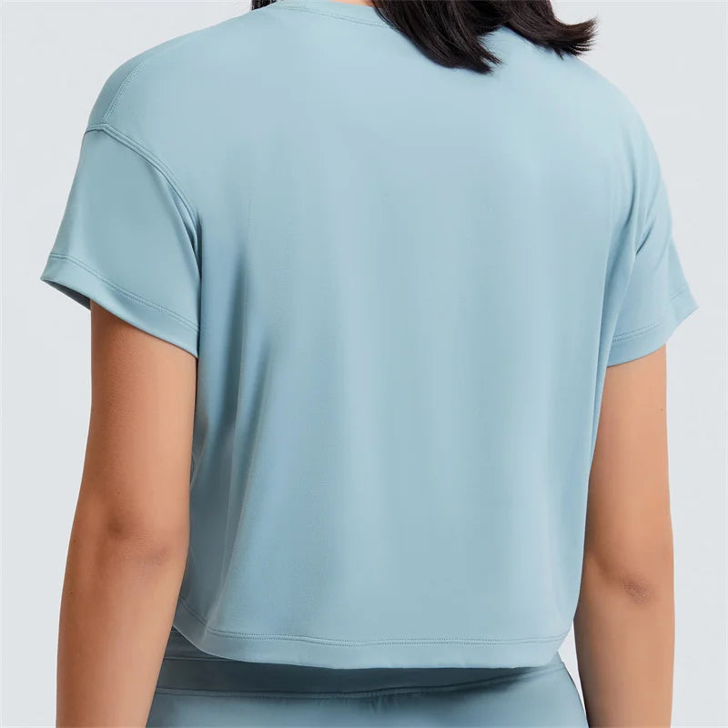 Short Sleeve Crop Top Shirts - Loose Fit