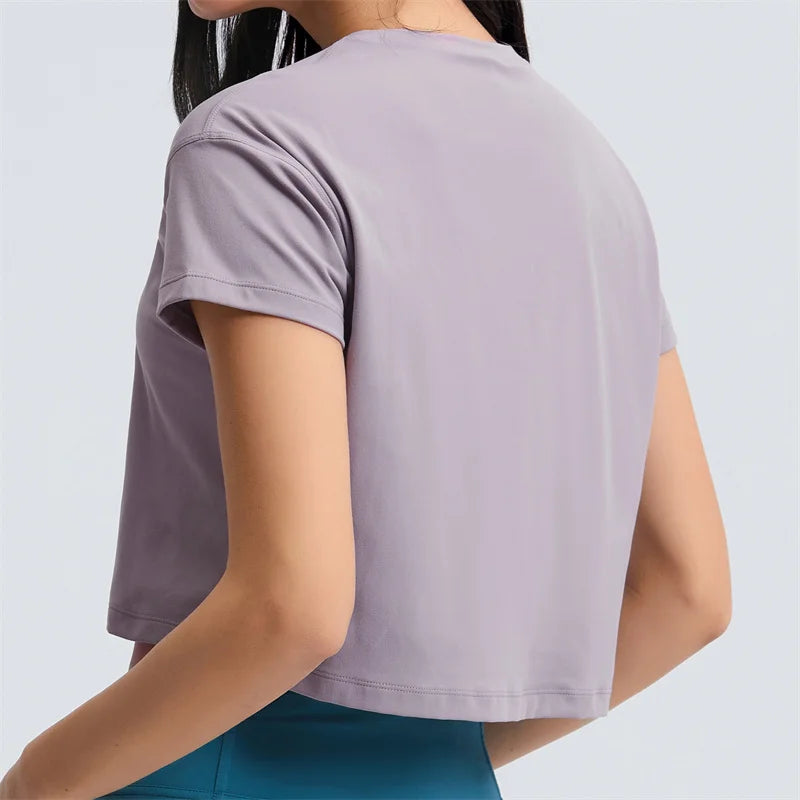Short Sleeve Crop Top Shirts - Loose Fit