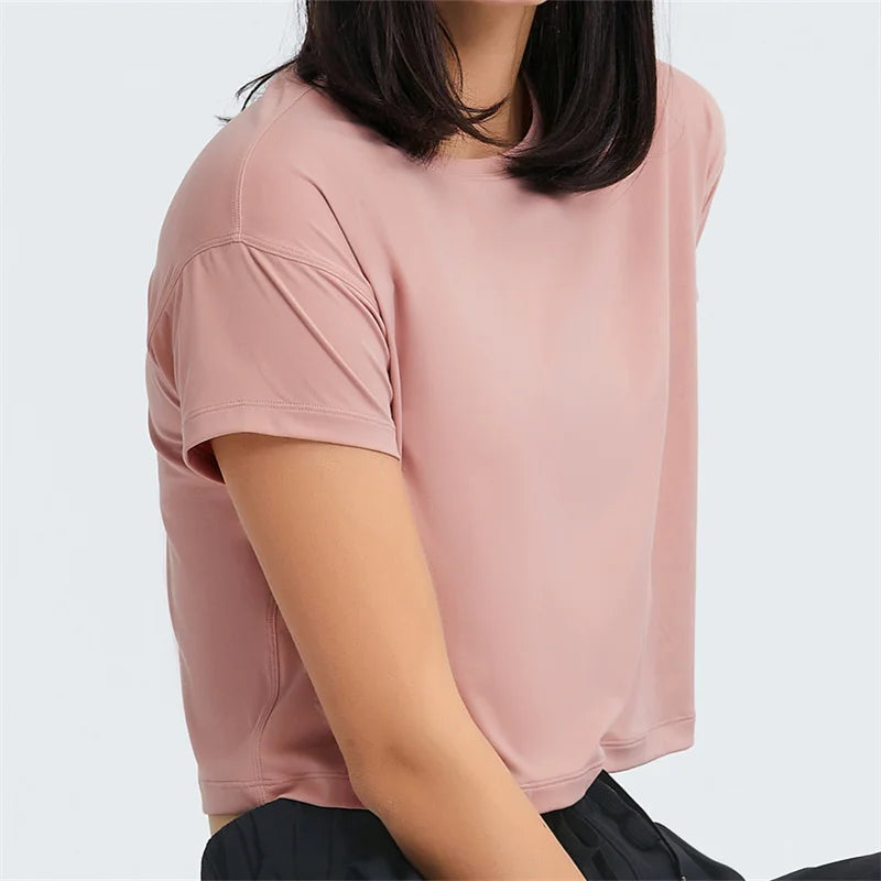 Short Sleeve Crop Top Shirts - Loose Fit