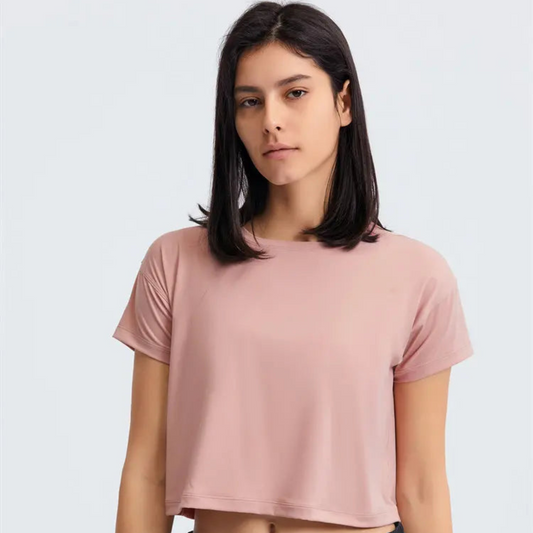 Short Sleeve Crop Top Shirts - Loose Fit