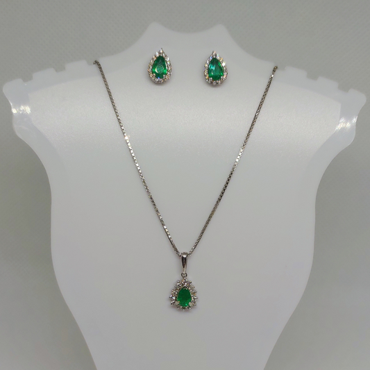 Teardrop Cut-Emerald Set