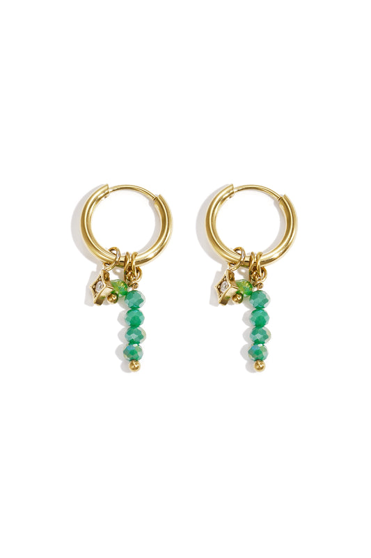Stylish Pink & Green Bead Earrings for Summer