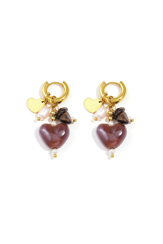 Charming Heart Loop Bead Earrings for Women