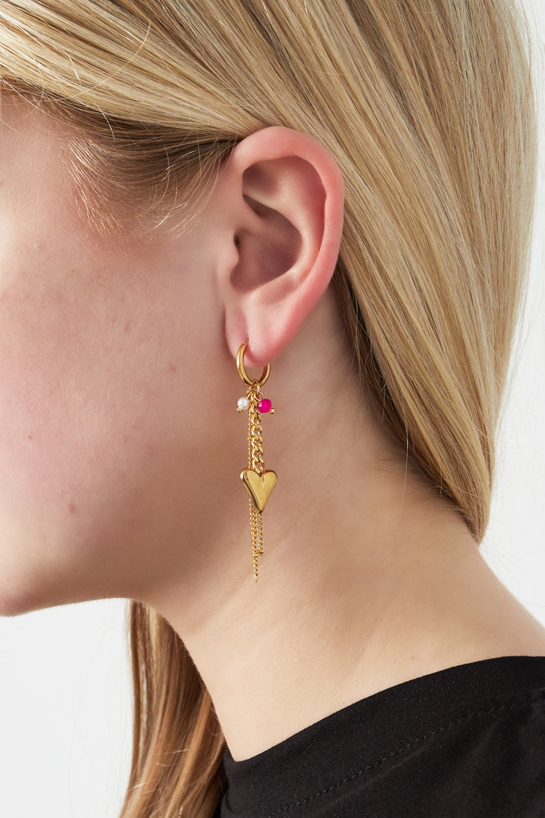 Stylish 14K Gold Plated Heart Drop Earrings