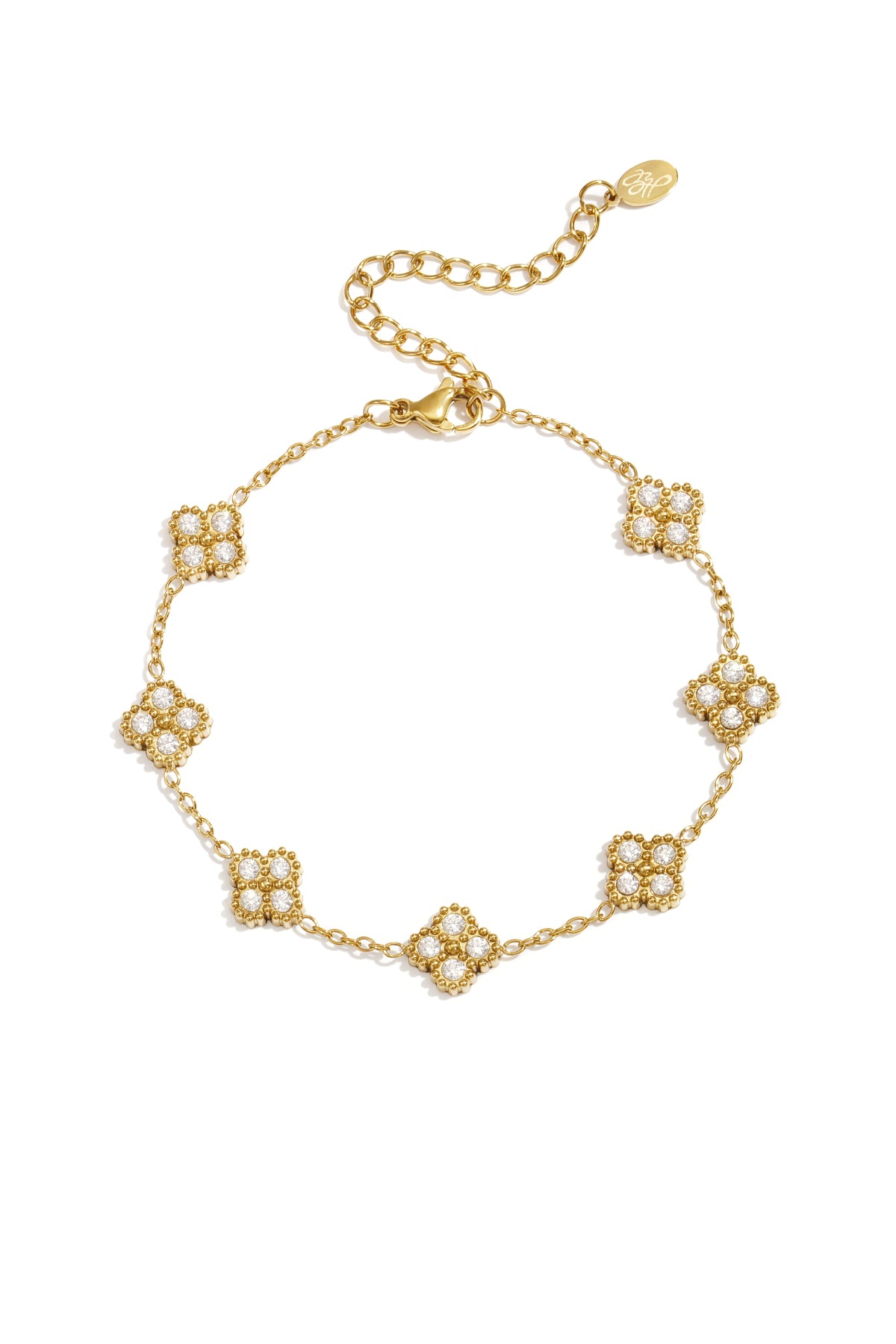 Elegant All-Fit Zircon Charm Bracelet - Silver & Gold