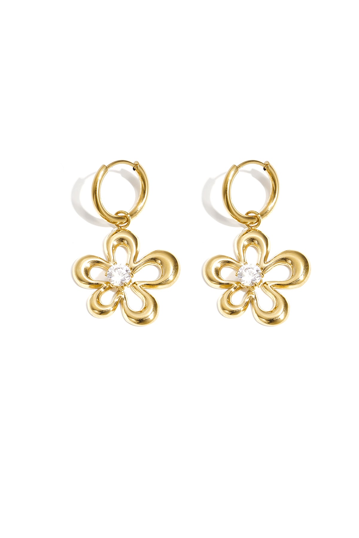 Elegant Gold Color Flower Drop Earrings for Women