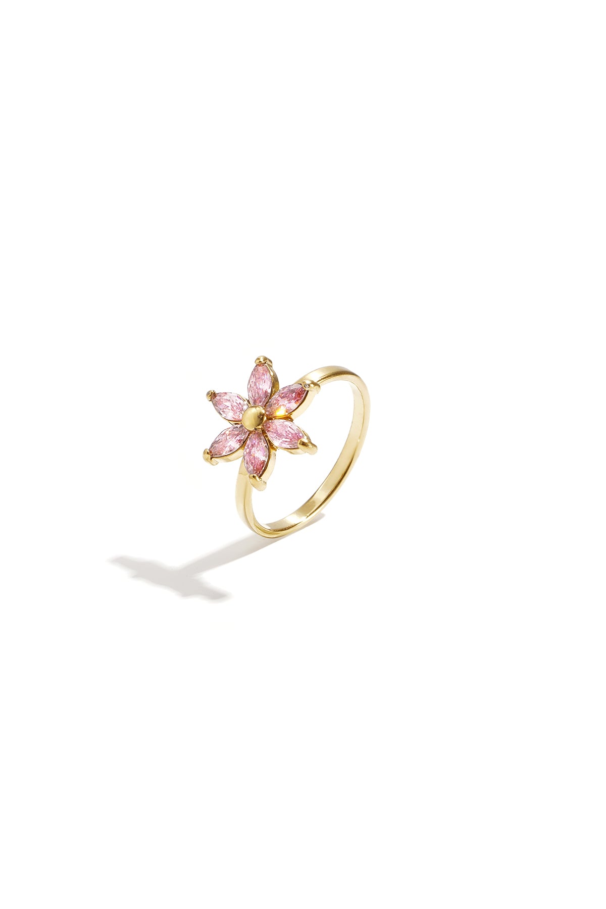 Elegant Pink Flower Statement Ring for Summer