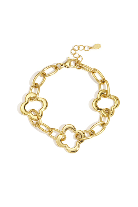 Elegant Gold & Silver Clover Chain Bracelet for Women