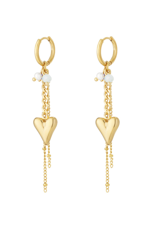 Stylish 14K Gold Plated Heart Drop Earrings