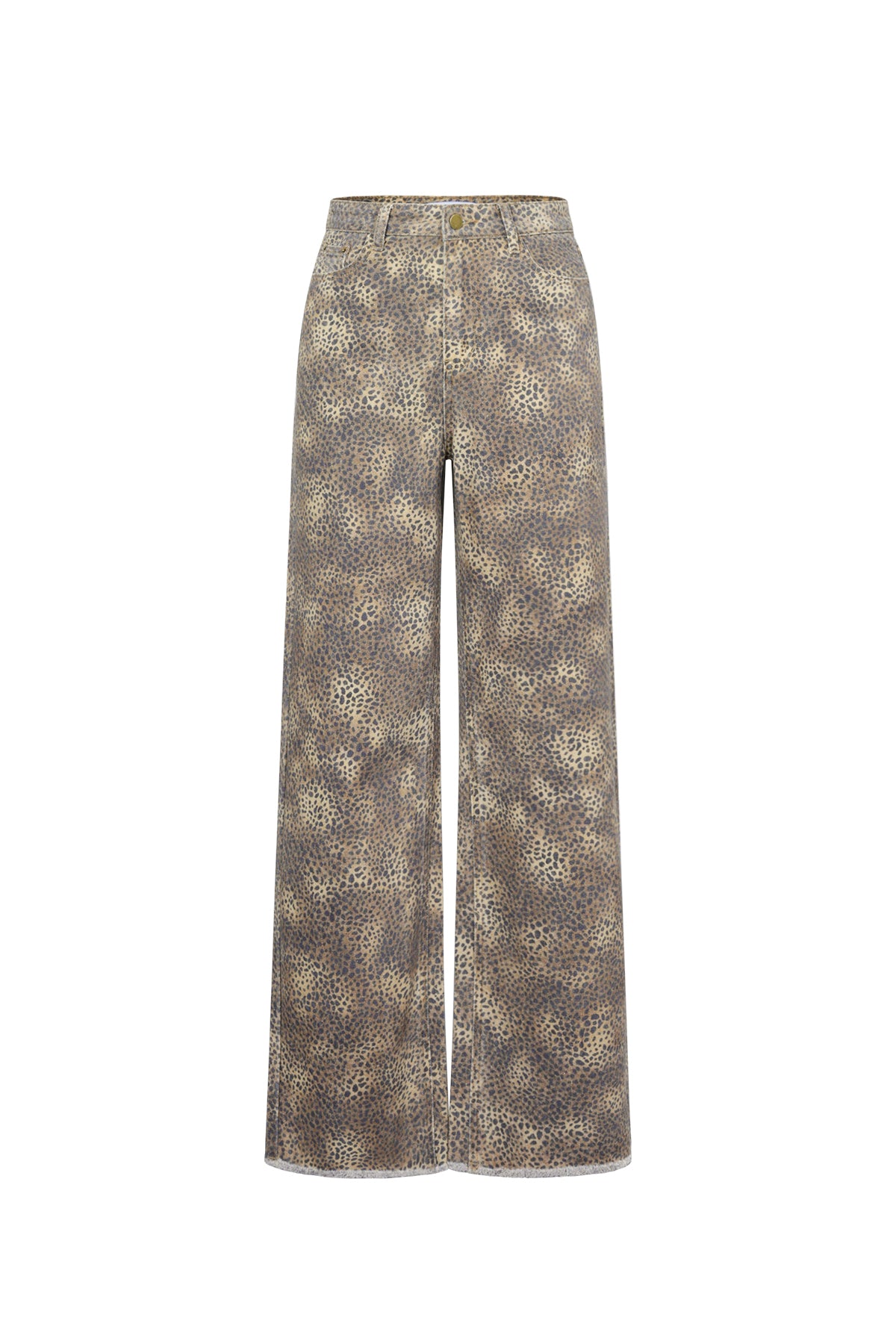 Gimme White & Olive Brown Cotton Casual Denim Pants