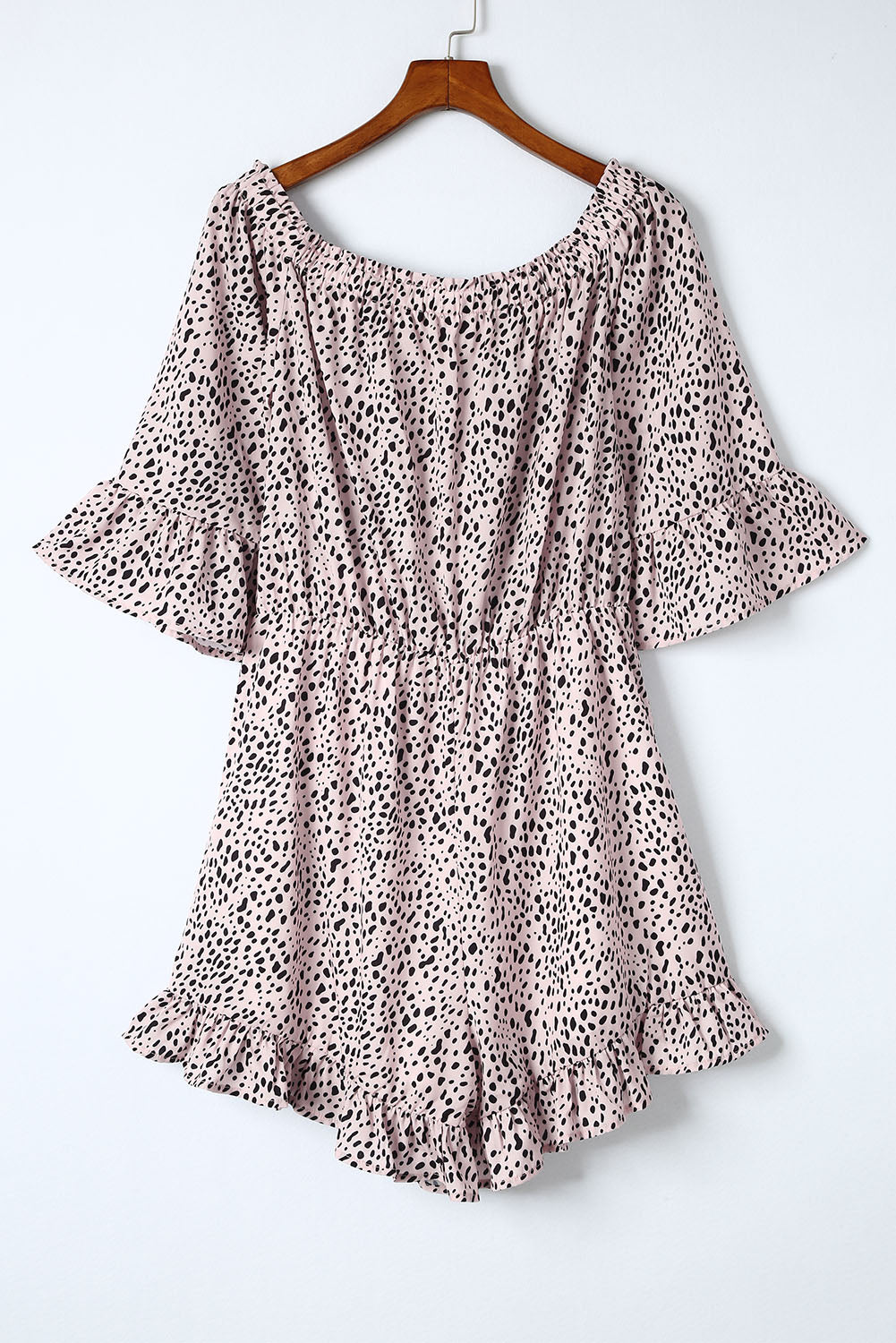 Cheetah Leopard Print Ruffle Off Shoulder Romper