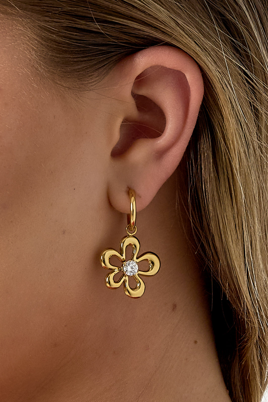 Elegant Gold Color Flower Drop Earrings for Women