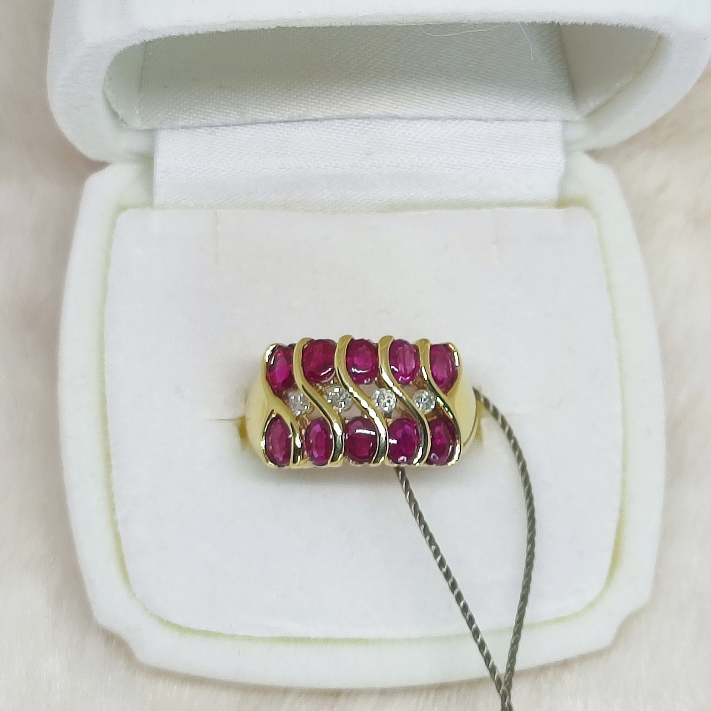 Ruby Cabochon Ring with Diamonds