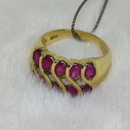 Bague cabochon rubis avec diamants