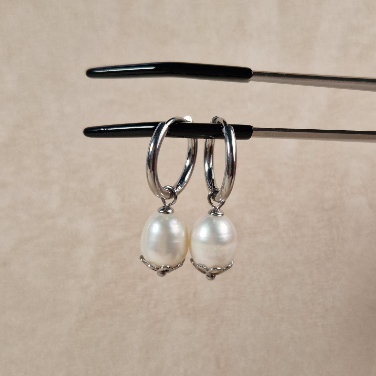Natural Pearl Hoop Earrings