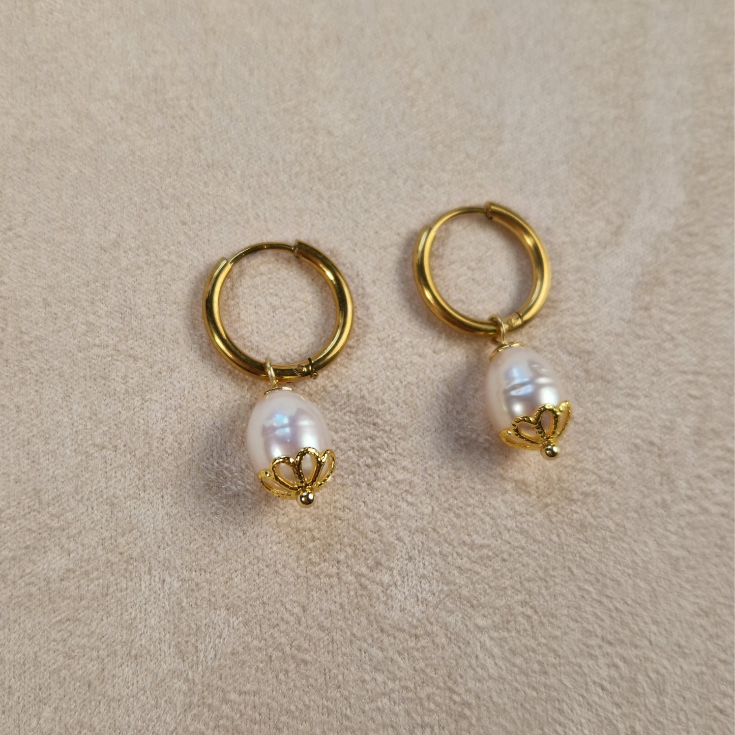 Natural Pearl Hoop Earrings