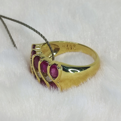 Bague cabochon rubis avec diamants