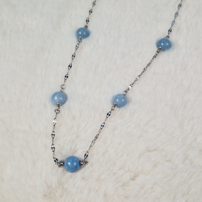 Aquamarine Station Necklace Classy & Elegant