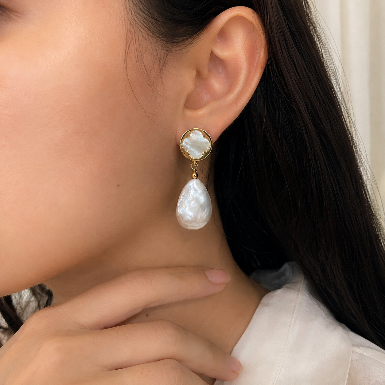 Baroque Pearl with Mother of Pearl Earrings