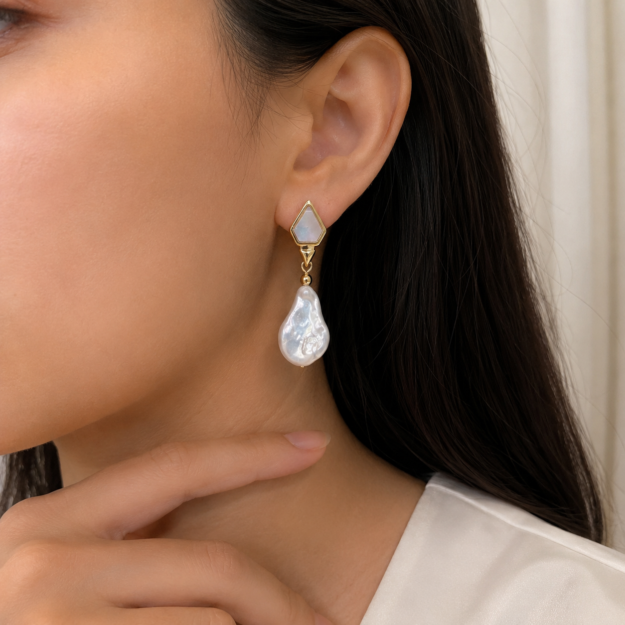 Baroque Pearl with Mother of Pearl Earrings