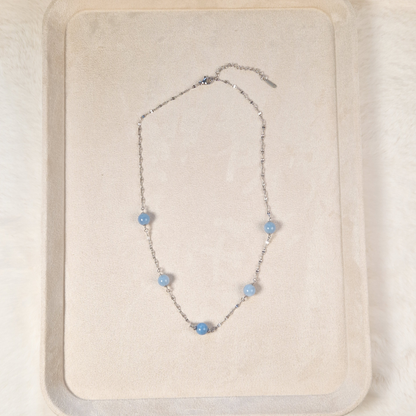 Aquamarine Station Necklace Classy & Elegant