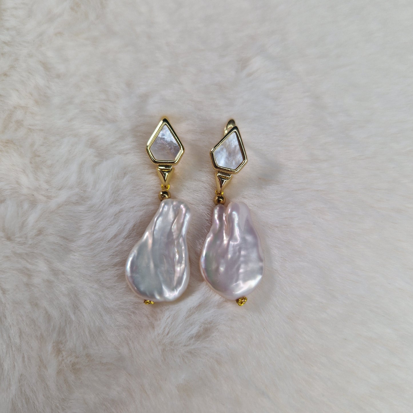 Baroque Pearl with Mother of Pearl Earrings