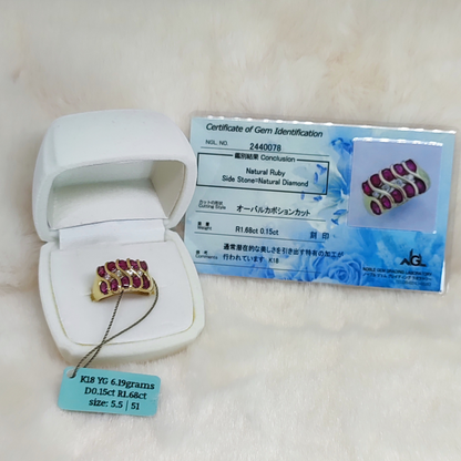 Bague cabochon rubis avec diamants