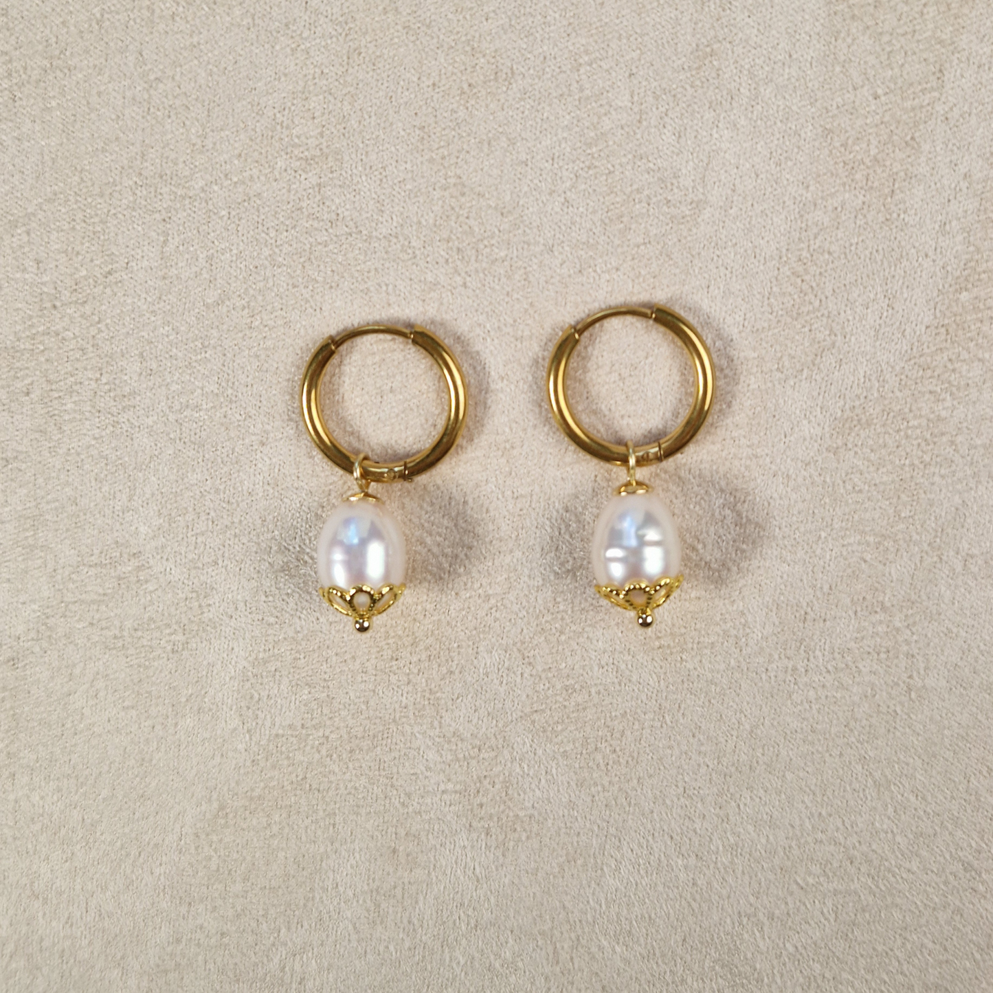 Natural Pearl Hoop Earrings